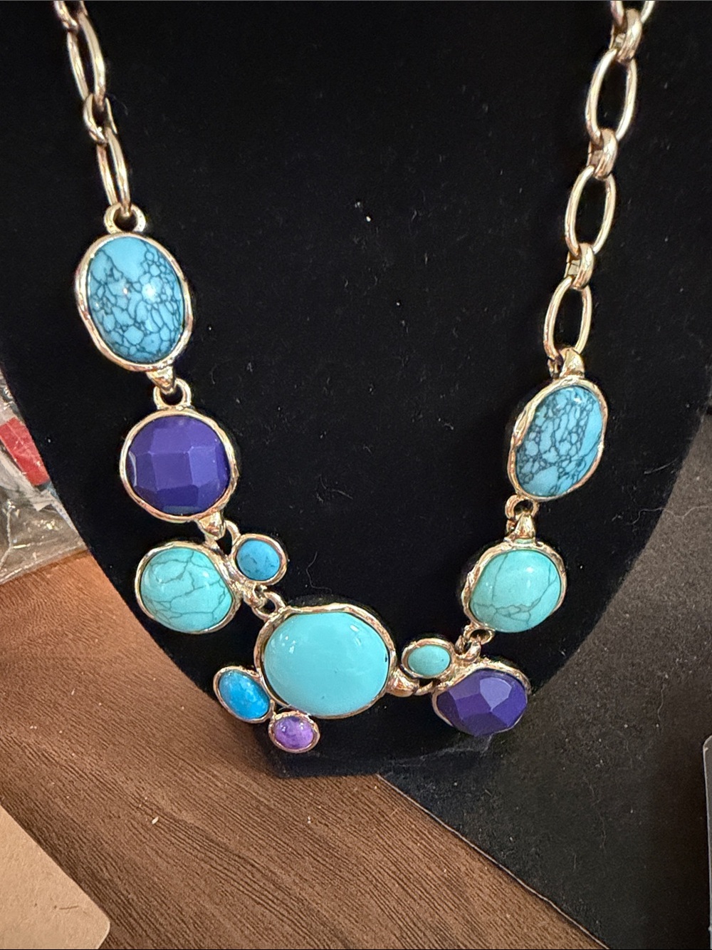 Dillard’s Gold-Tone Turquoise & Purple Statement Necklace - Women Jewelry